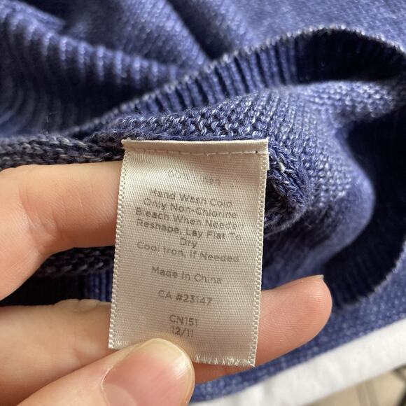 Talbots Blue 100% Linen Spring Cardigan Sweater Size L Preppy Coastal Old Money - Picture 6 of 11